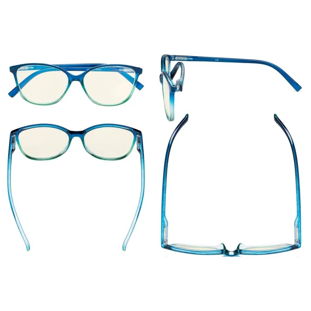 Wowbj Cat Eye Two-tone Blue Light Filter Glasses 10 Pack