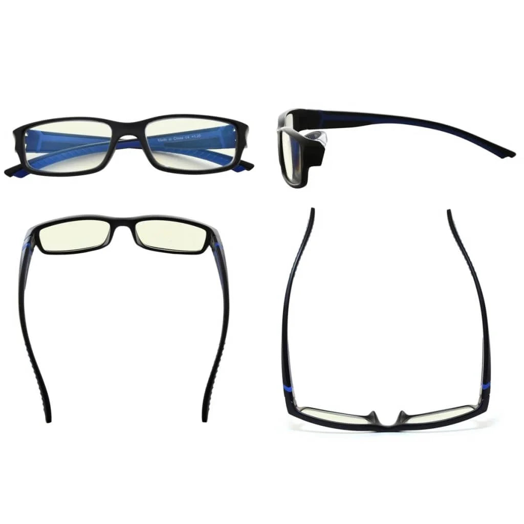 Wowca Fashion Rectangle Blue Light Filter Glasses 10 Pack