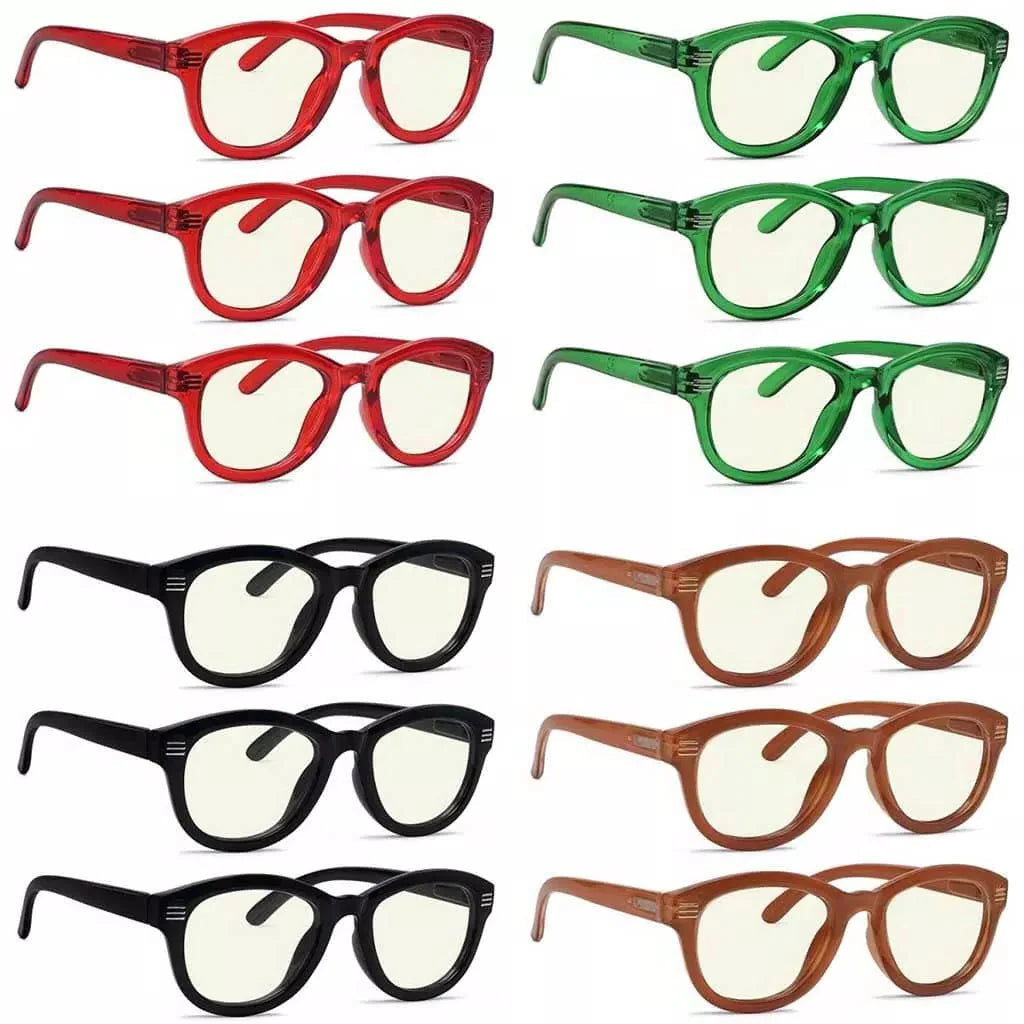 Woibl Blue Light Blocking Glasses Light Yellow Tinted 12 Pack