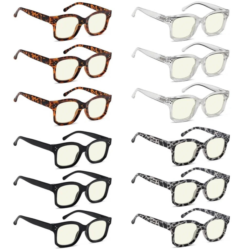 Wotcb Blue Light Blocking Reading Glasses Light Yellow Tinted 12 Pack