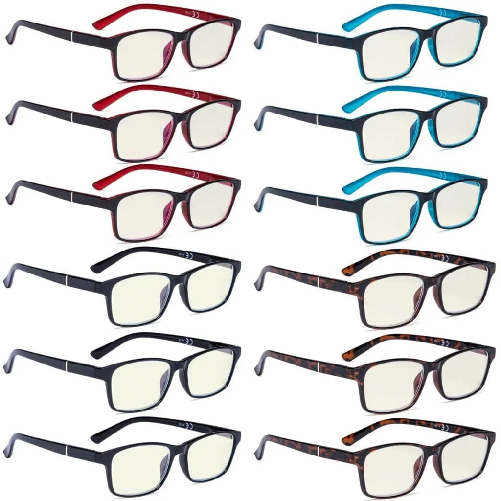 Wowbi Blue Light Filter Glasses Vintage Rectangle 12 Pack