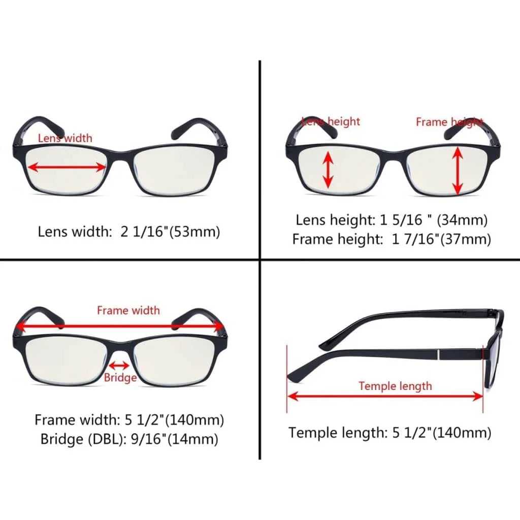 Wowbi Blue Light Filter Glasses Vintage Rectangle 12 Pack