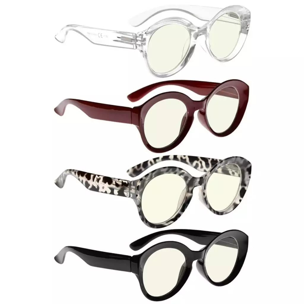 Woiat Blue Light Blocking Reading Glasses Light Yellow Tinted 4 Pack
