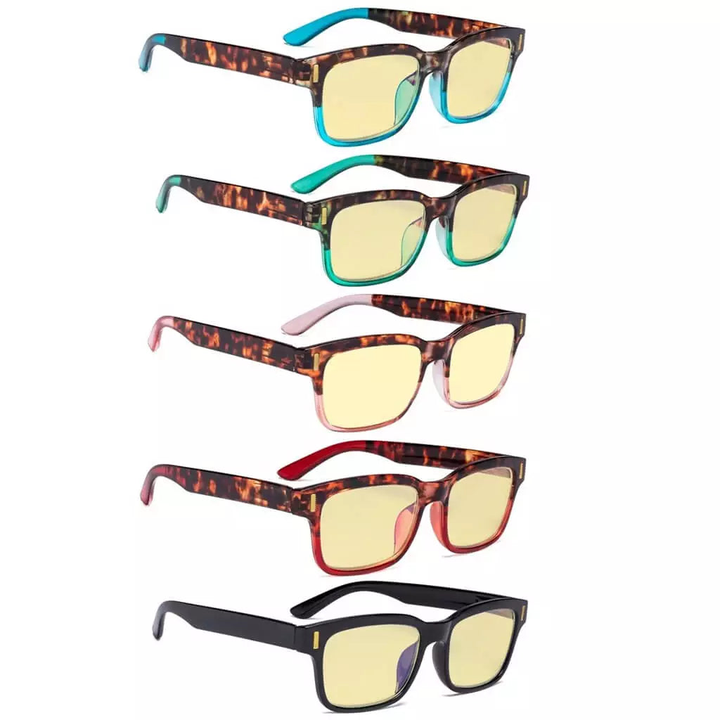 Wowau Blue Light Blocking Glasses Yellow Tinted 5 Pack