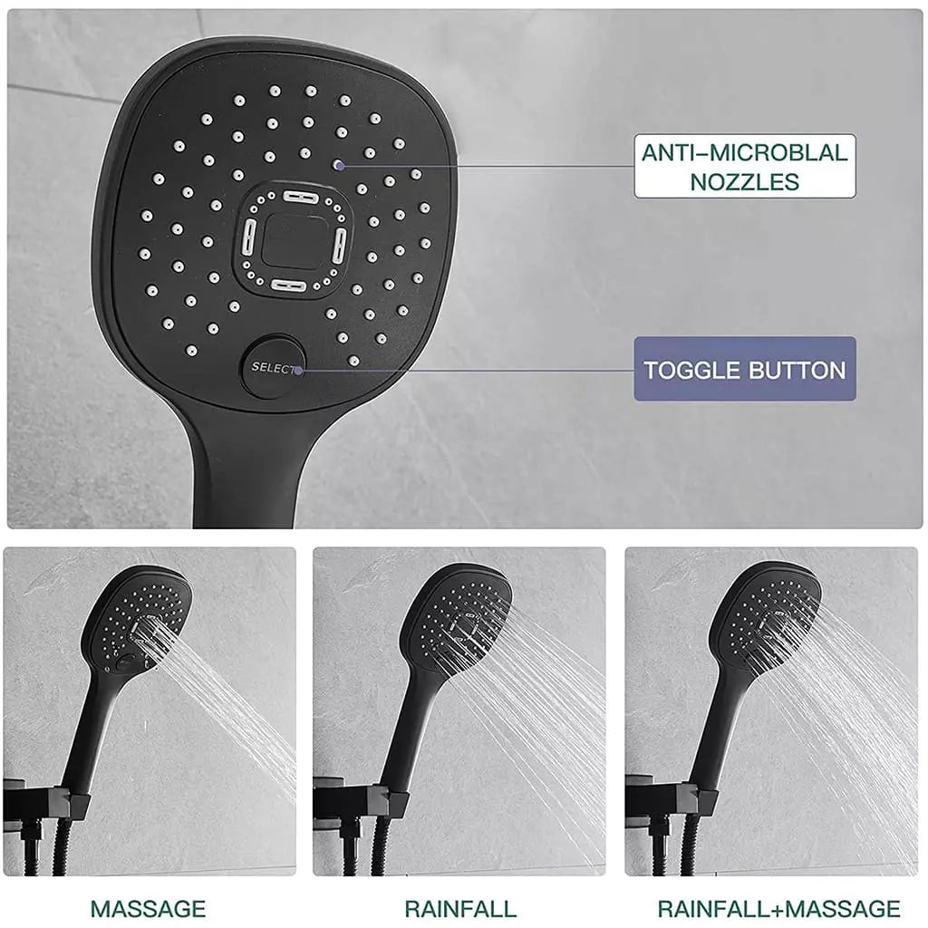 2 - in - 1 Wall Mounted Shower System – Matte Black Shower Faucet Set with Handheld Spray - waloff.com