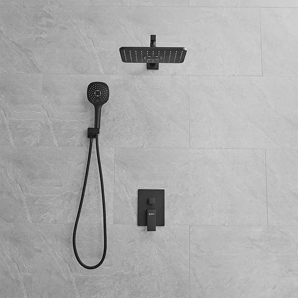 2 - in - 1 Wall Mounted Shower System – Matte Black Shower Faucet Set with Handheld Spray - waloff.com