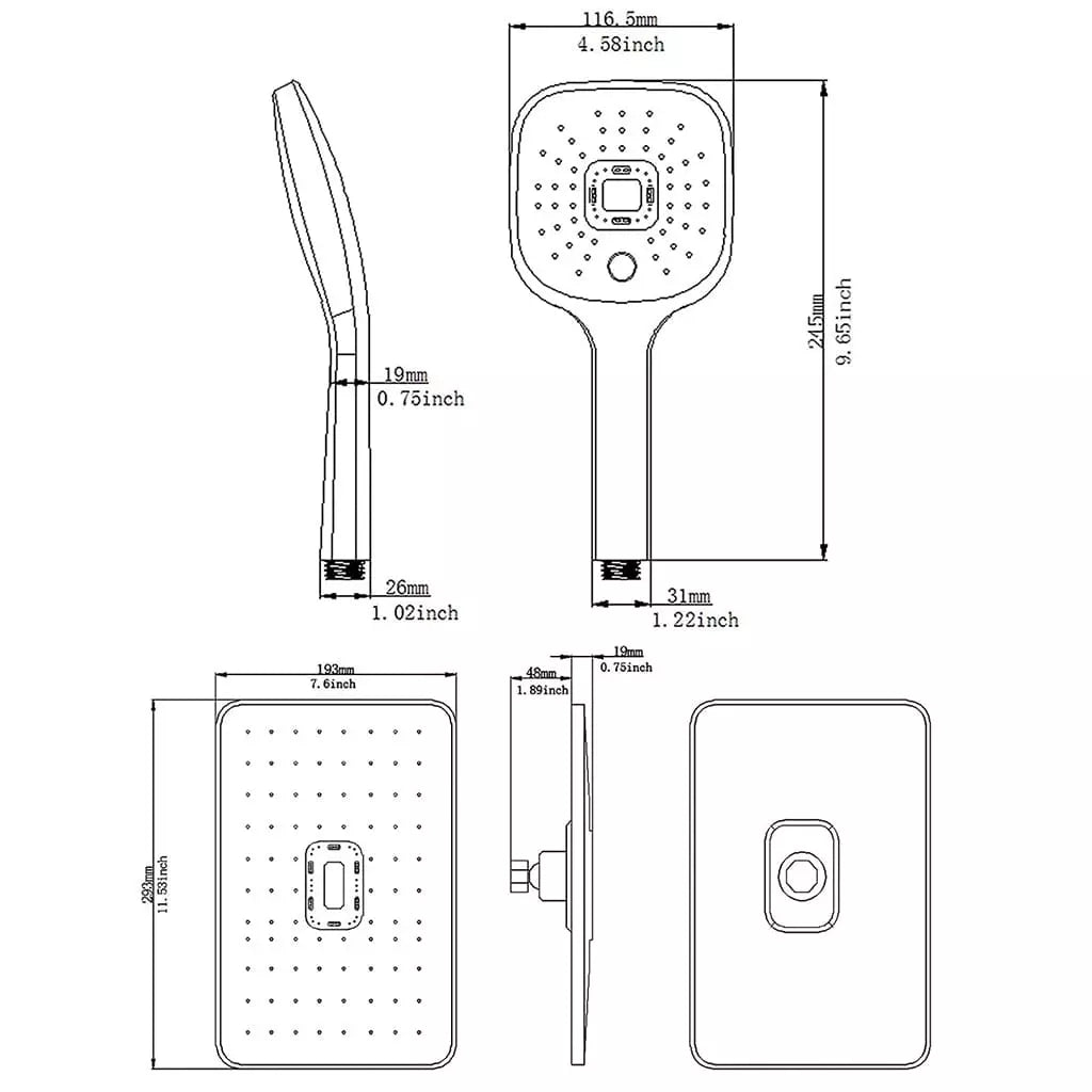 2 - in - 1 Wall Mounted Shower System – Matte Black Shower Faucet Set with Handheld Spray - waloff.com