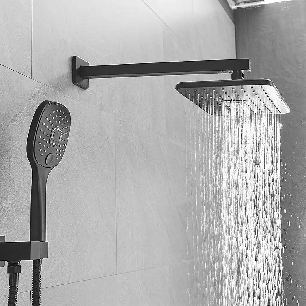 2 - in - 1 Wall Mounted Shower System – Matte Black Shower Faucet Set with Handheld Spray - waloff.com