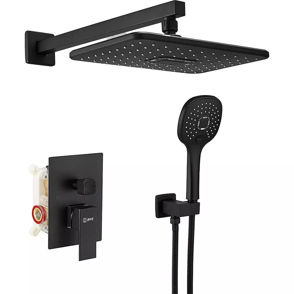 2 - in - 1 Wall Mounted Shower System – Matte Black Shower Faucet Set with Handheld Spray - waloff.com