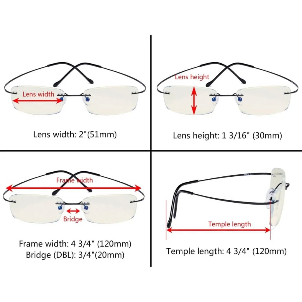 3 Pack Rimless Blue Light Filter Readers UVR1508 - Gr8sight