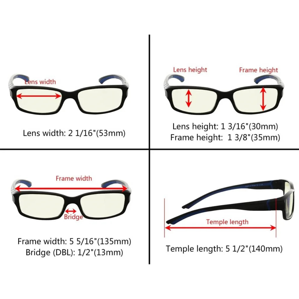 Wowcb Stylish Blue Light Filter Glasses 3 Pack