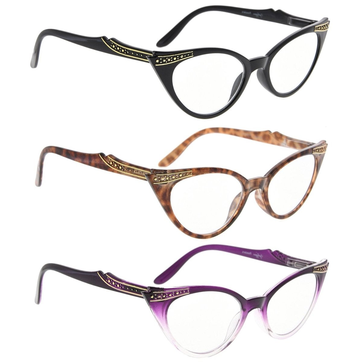 3 Pack Vintage Chic Readers Cat - eye Reading Glasses R914 - Gr8sight