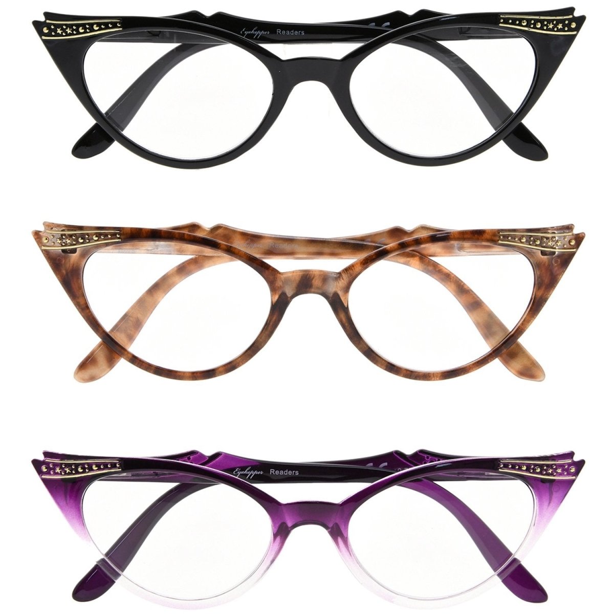 3 Pack Vintage Chic Readers Cat - eye Reading Glasses R914 - Gr8sight