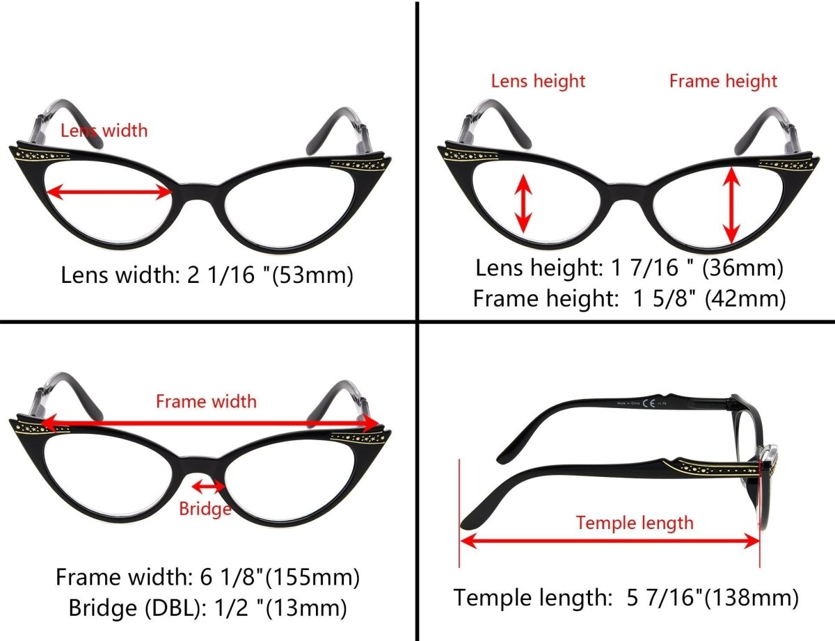 3 Pack Vintage Chic Readers Cat - eye Reading Glasses R914 - Gr8sight