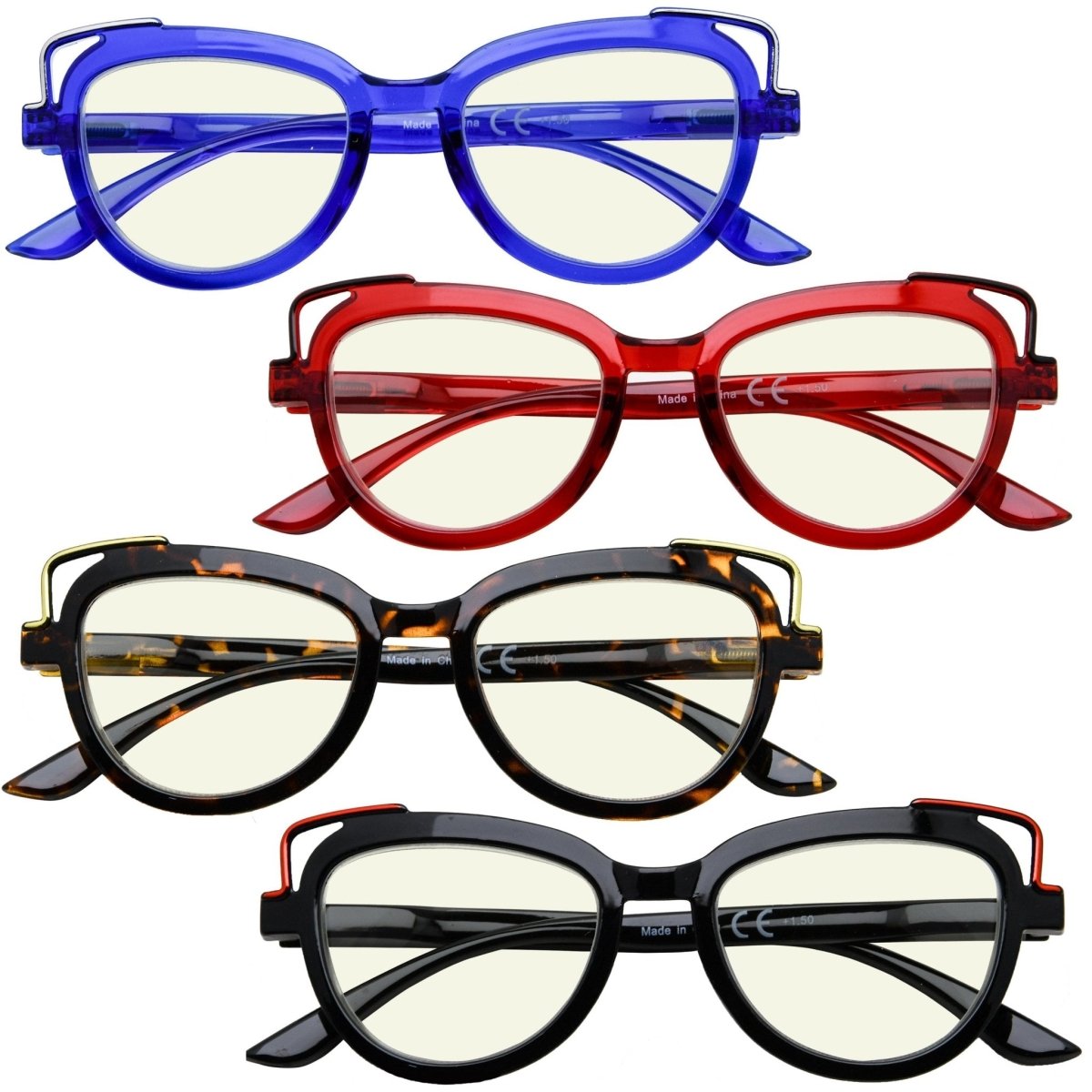 4 Pack Cat - eye Blue Light Filter Readers UV2113 - Gr8sight