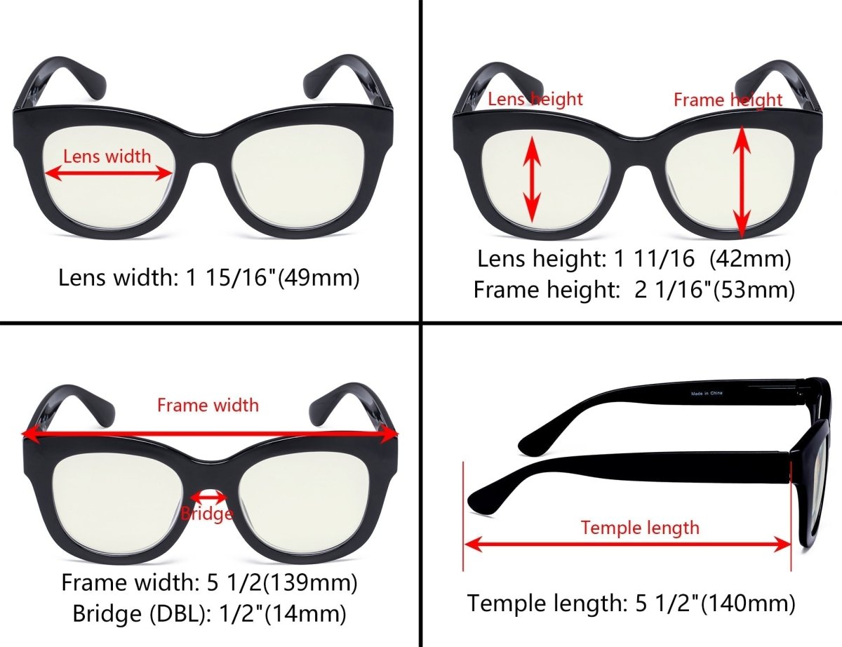 4 Pack Oversized Blue Light Filter Reading Glasses UV1555 - Gr8sight