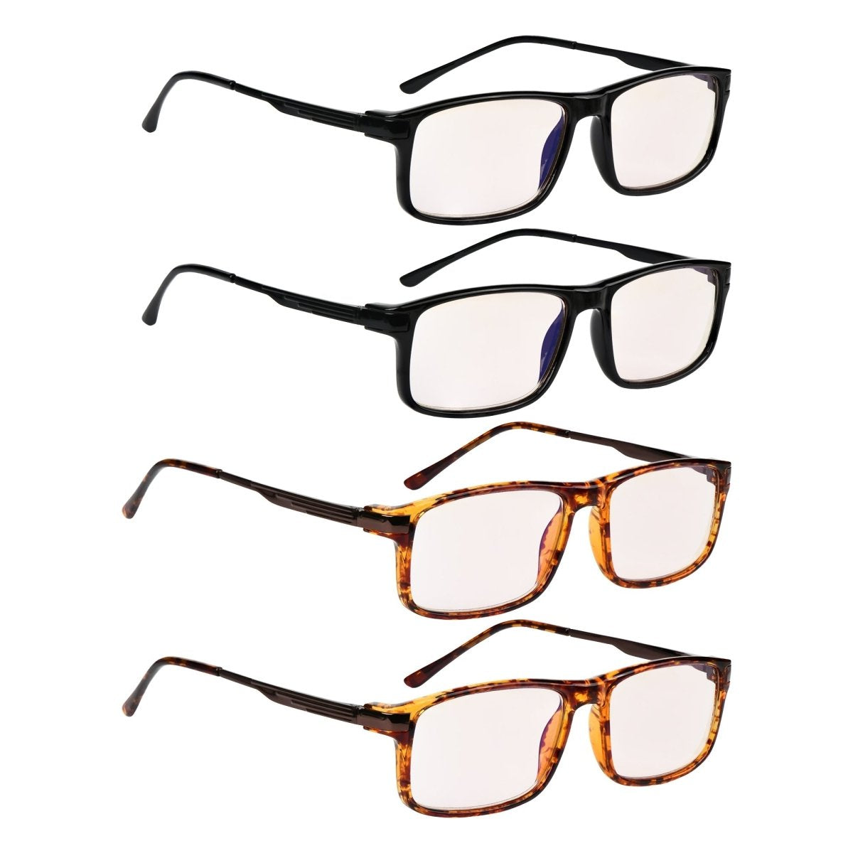Woiae Blue Light Blocking Reading Glasses Light Yellow Tinted 4 Pack