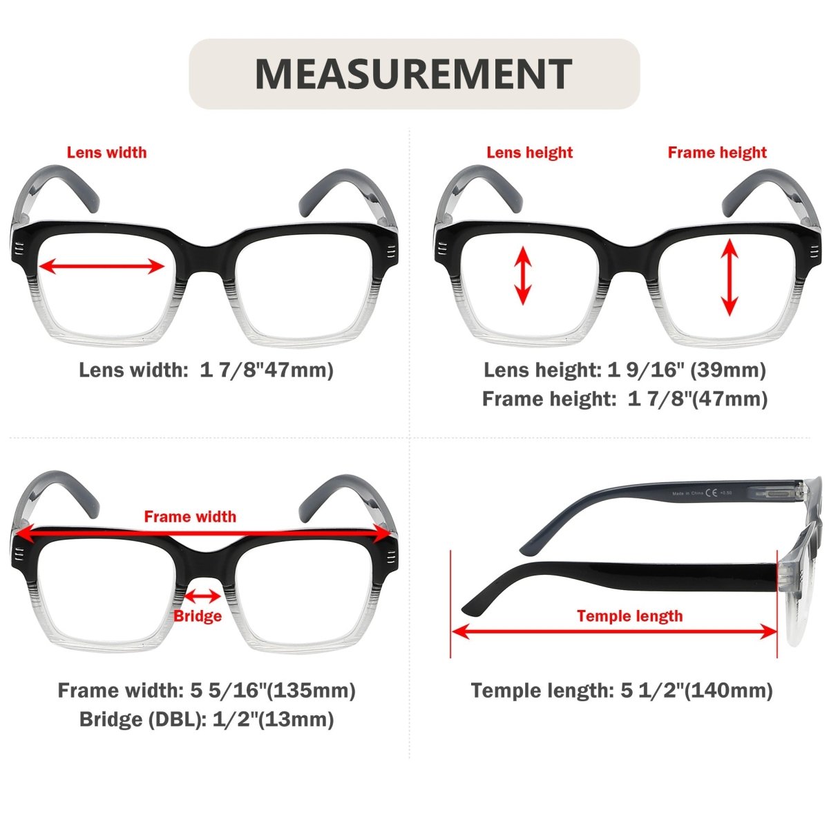 4 Pack Stylish Square Reading Glasses R2024 - Gr8sight