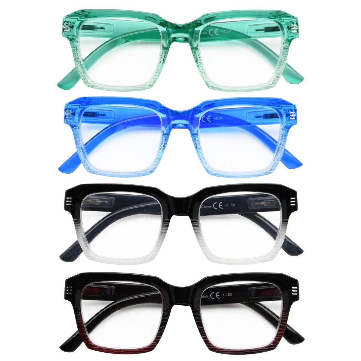 4 Pack Stylish Square Reading Glasses R2024 - Gr8sight