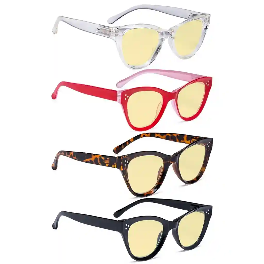 Wonbs Blue Light Blocking Glasses Yellow Tinted 4 Pack