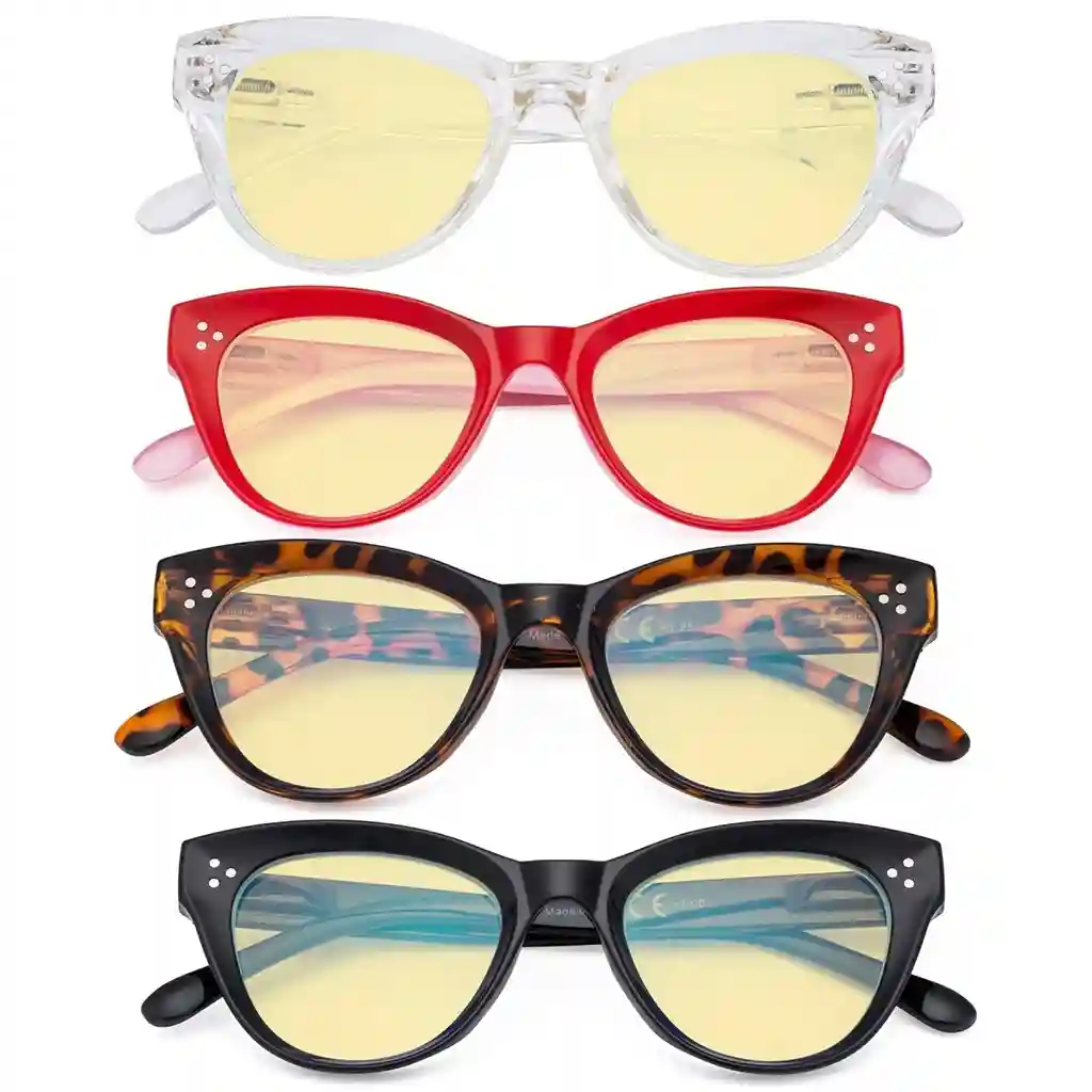 Wonbs Blue Light Blocking Glasses Yellow Tinted 4 Pack