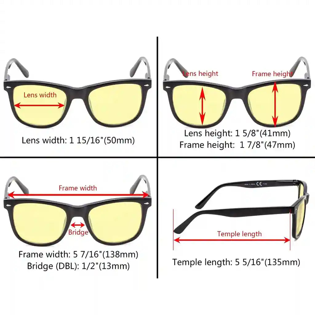 Wowac Blue Light Blocking Reading Glasses Yellow Tinted 4 Pack
