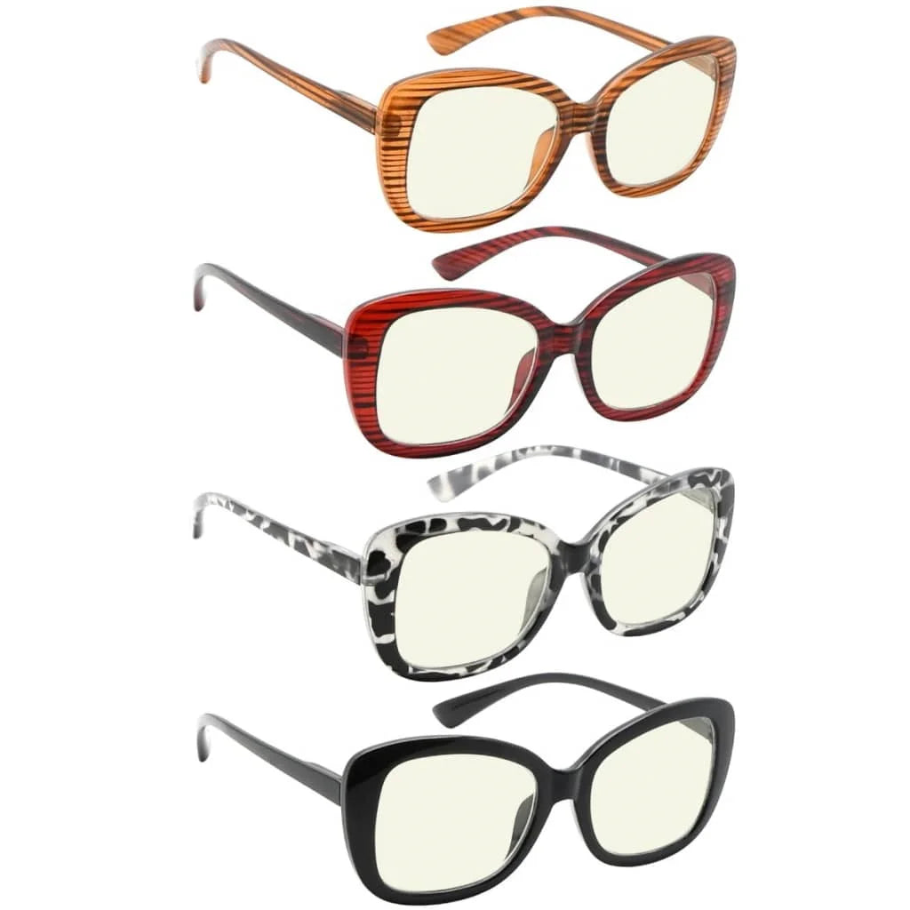 Womaj Blue Light Blocking Reading Glasses Light Yellow Tinted 4 Pack