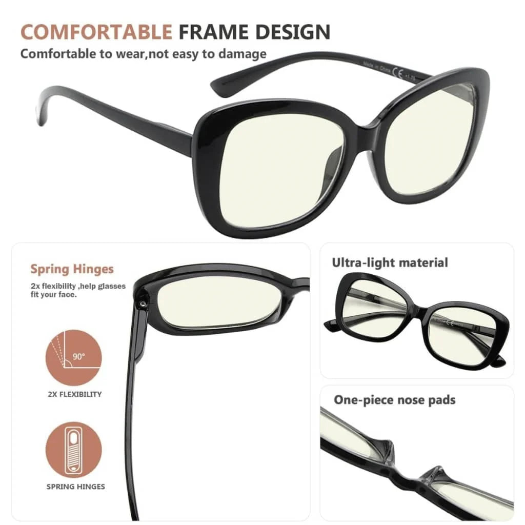 Womaj Blue Light Blocking Reading Glasses Light Yellow Tinted 4 Pack