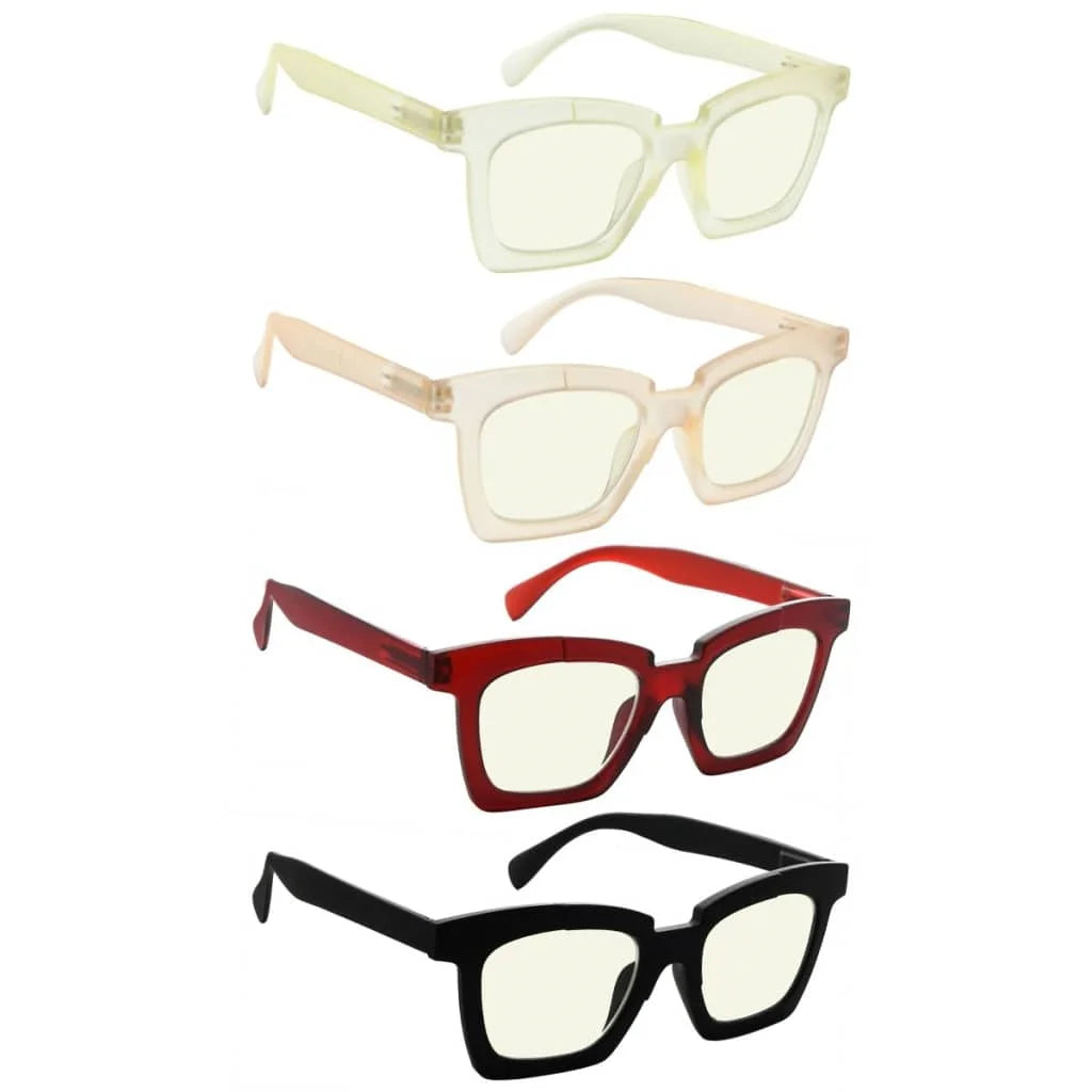 Womap Blue Light Blocking Reading Glasses Light Yellow Tinted 4 Pack