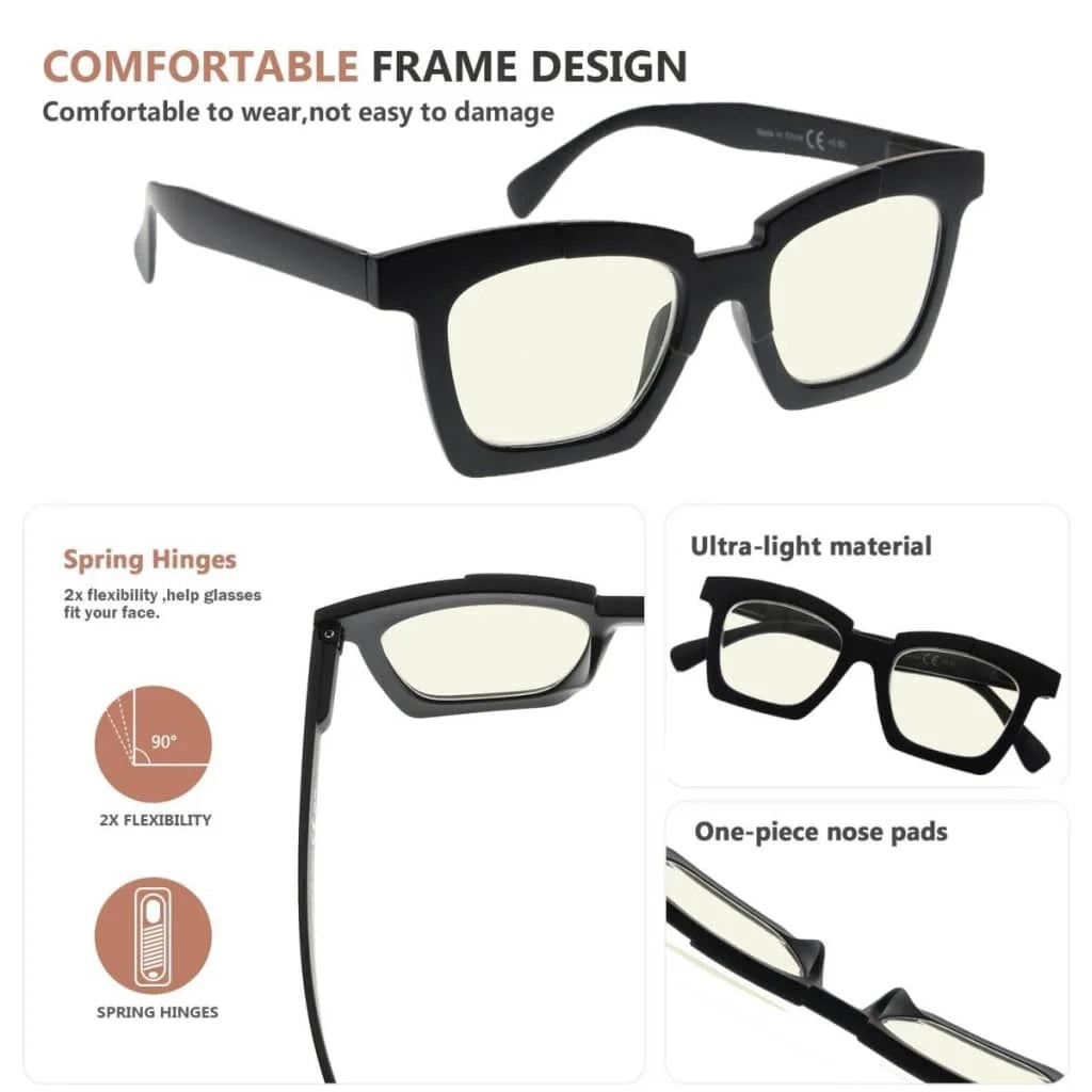 Womap Blue Light Blocking Reading Glasses Light Yellow Tinted 4 Pack