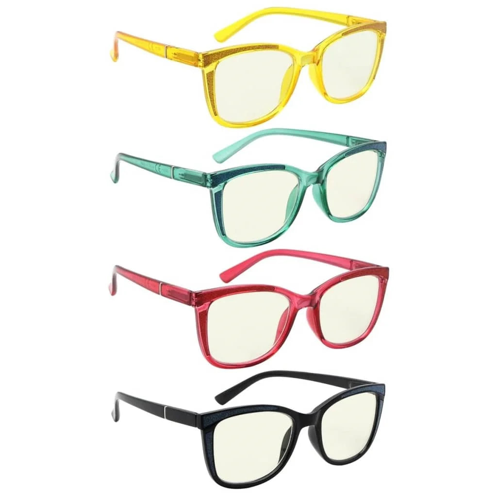 Womaw Blue Light Blocking Reading Glasses Light Yellow Tinted 4 Pack