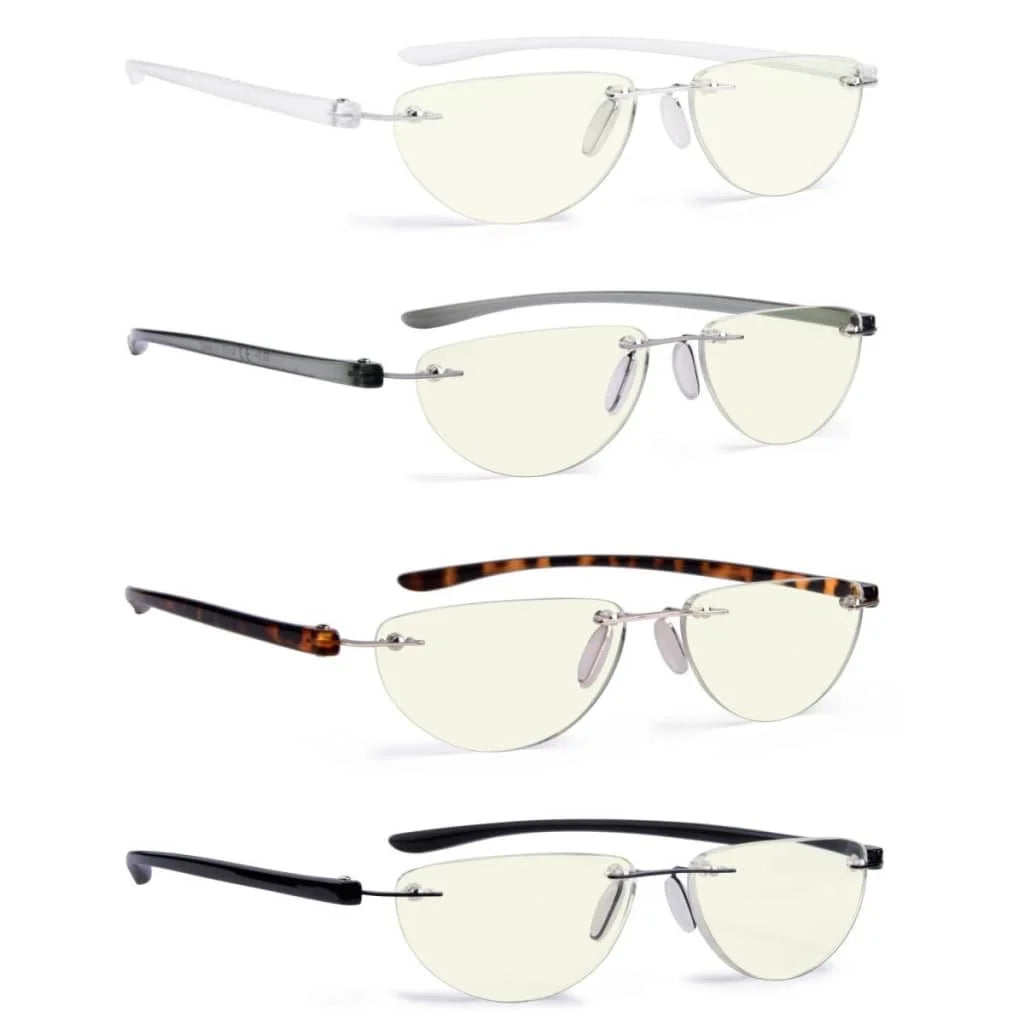 Wombg Blue Light Blocking Reading Glasses Light Yellow Tinted 4 Pack