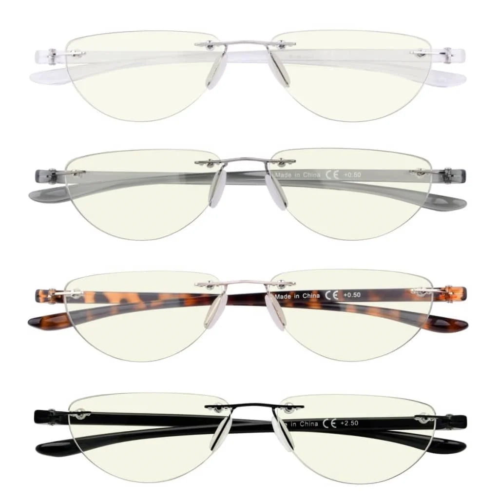 Wombg Blue Light Blocking Reading Glasses Light Yellow Tinted 4 Pack