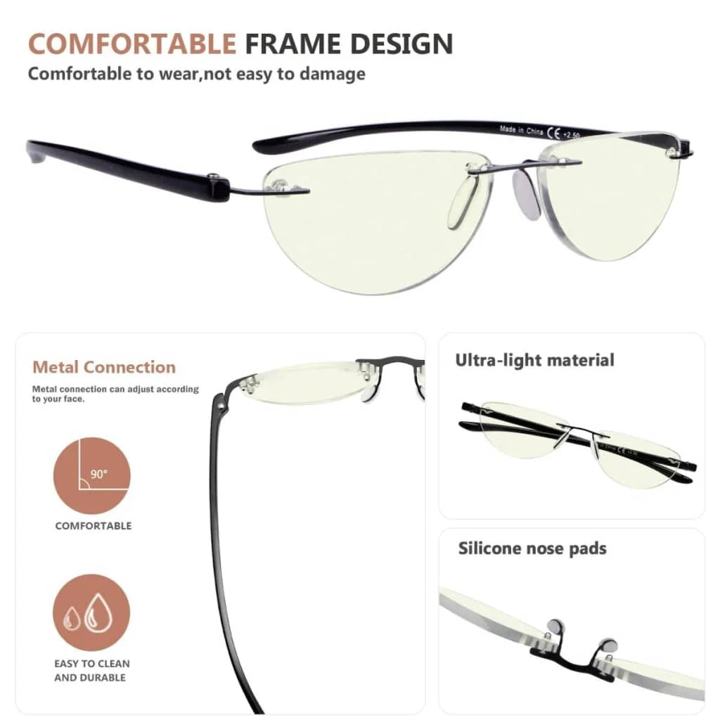 Wombg Blue Light Blocking Reading Glasses Light Yellow Tinted 4 Pack