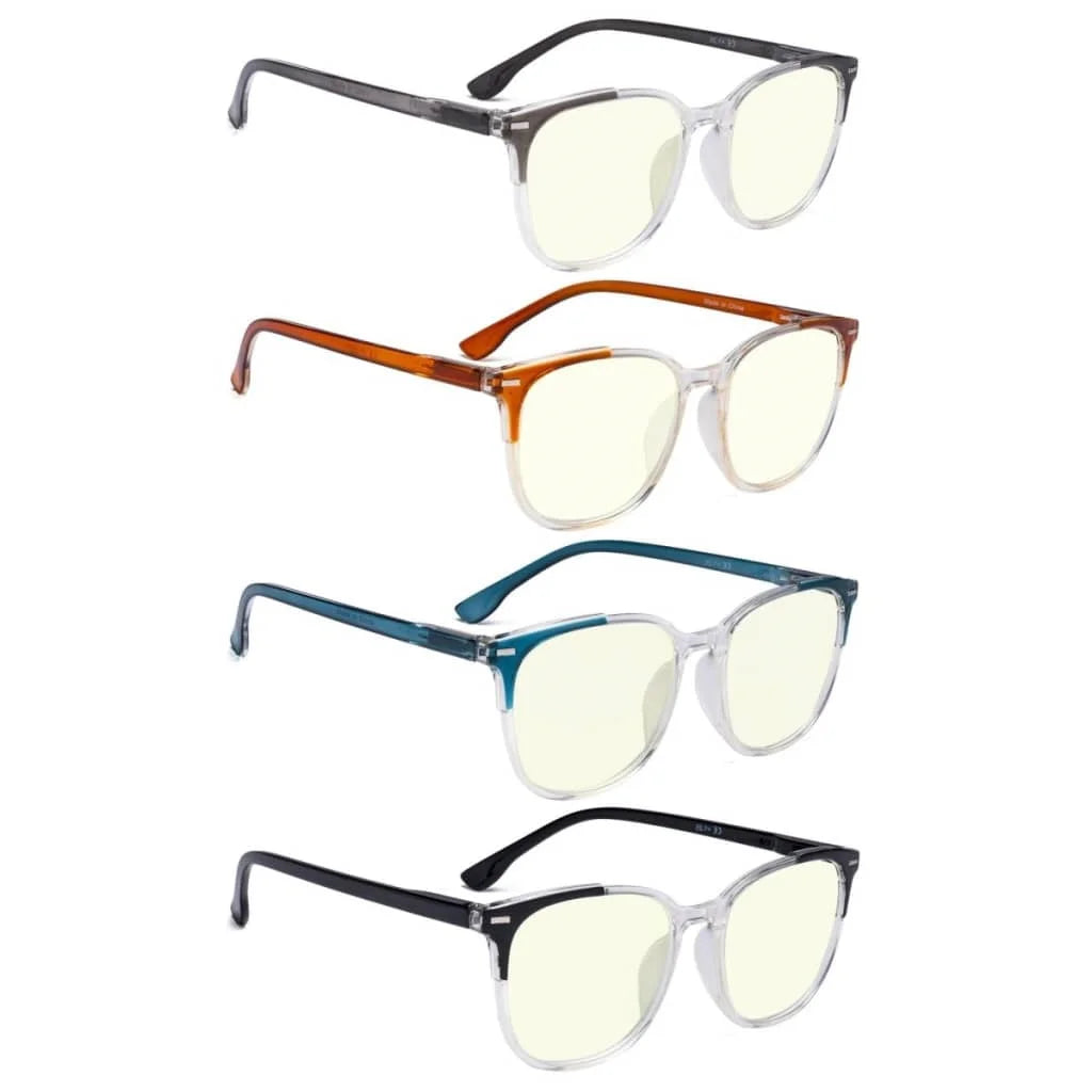 Wombo Blue Light Blocking Glasses Light Yellow Tinted 4 Pack