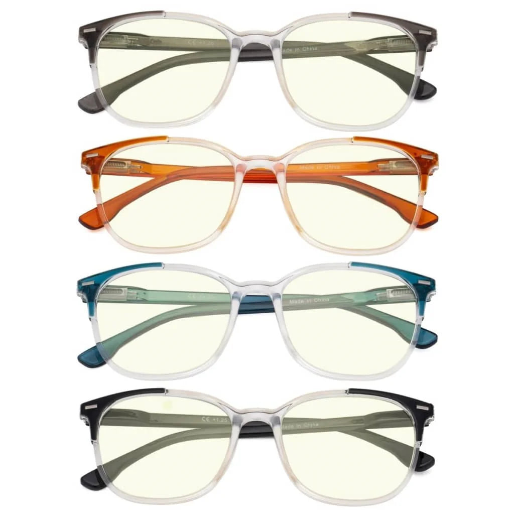 Wombo Blue Light Blocking Glasses Light Yellow Tinted 4 Pack