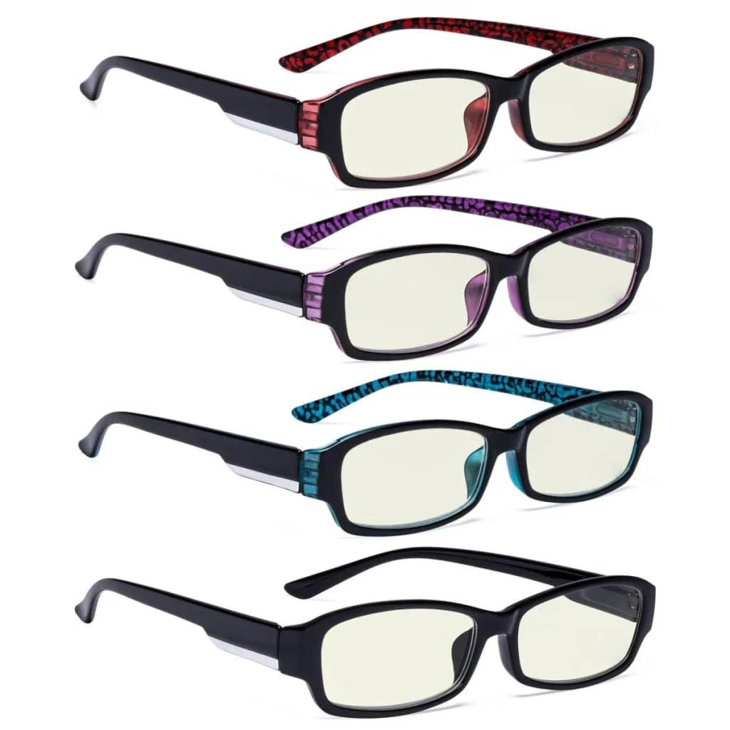 Wohcb Blue Light Blocking Reading Glasses Light Yellow Tinted 4 Pack