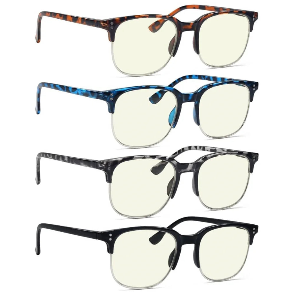 Wowbh 4 Pack Semi-rim Blue Light Filter Glasses