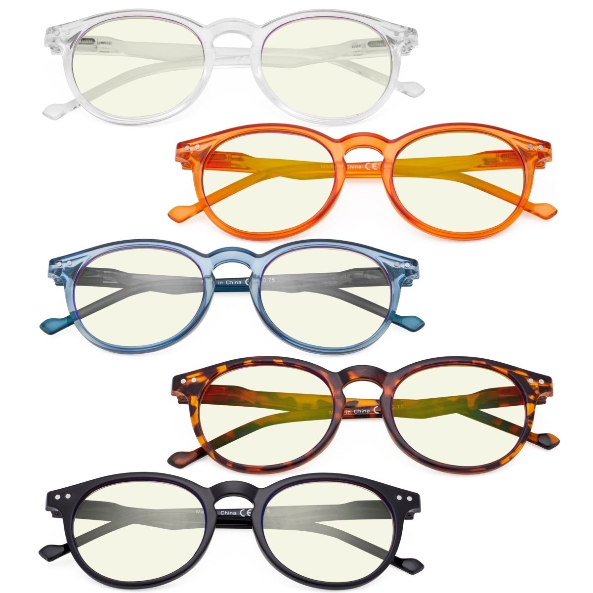5 Pack Chic Oval Style Blue Light Filter Reading Glasses UVR071 - Gr8sight