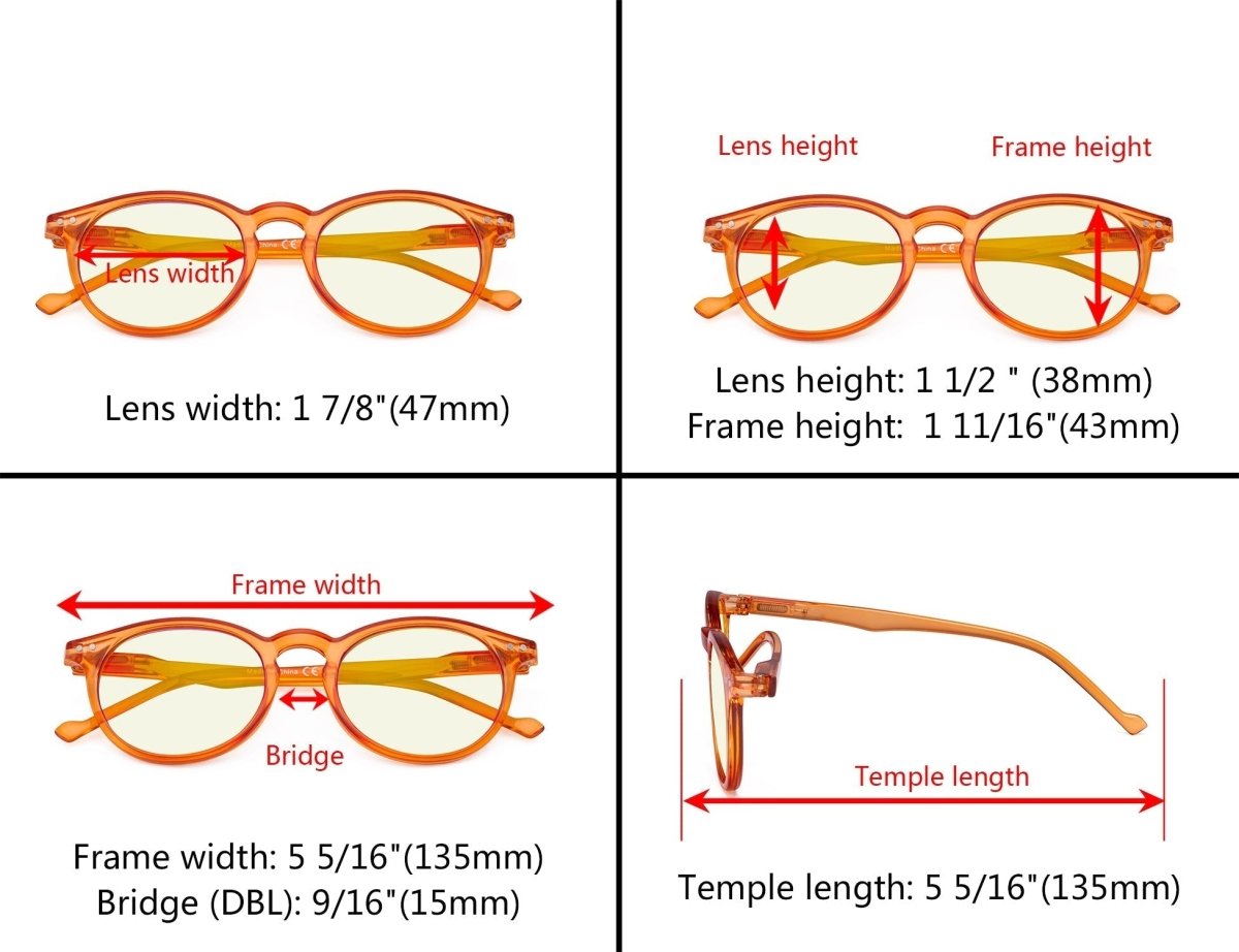 5 Pack Chic Oval Style Blue Light Filter Reading Glasses UVR071 - Gr8sight