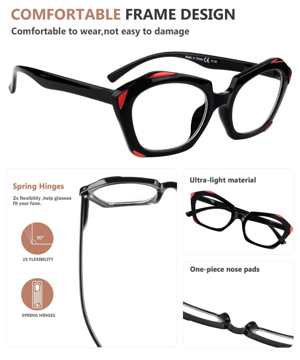 5 Pack Fashionable Polygon Reading Glasses R2129 - Gr8sight
