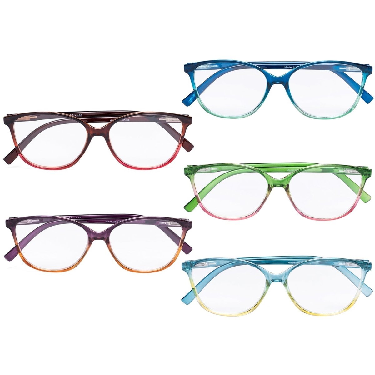5 Pack Stylish Reading Glasses Two - tone Readers RFH2 - Gr8sight