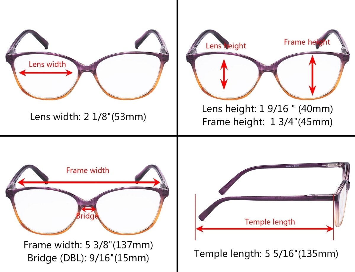 5 Pack Stylish Reading Glasses Two - tone Readers RFH2 - Gr8sight