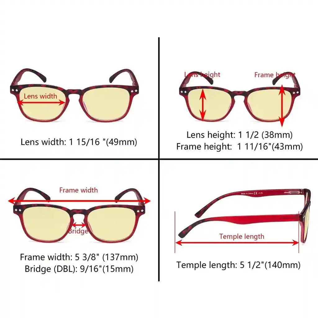 Wonas Blue Light Blocking Reading Glasses Yellow Tinted 5 Pack
