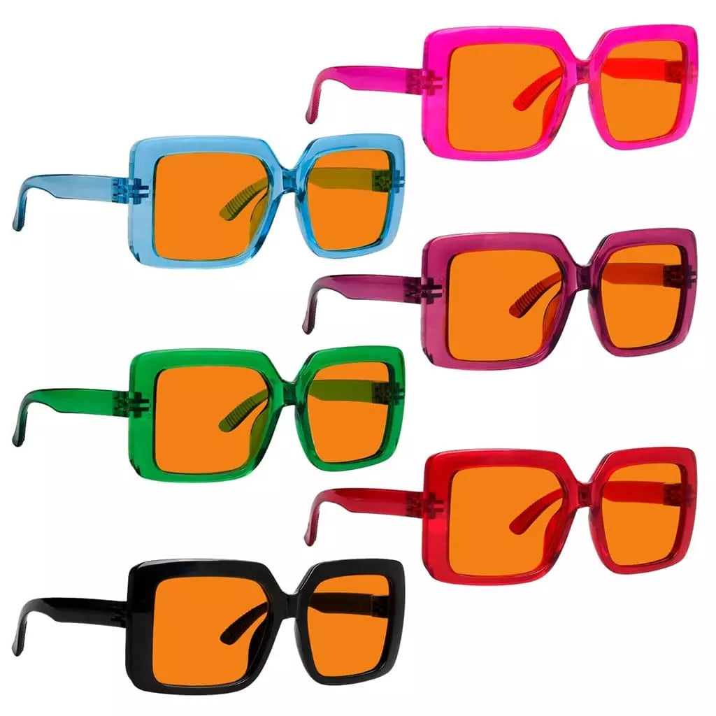 Wosbb 100% Blue Light Blocking Metalless Screwless Glasses Orange Lens 6 Pack