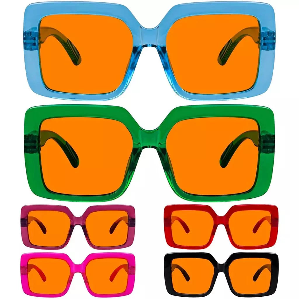 Wosbb 100% Blue Light Blocking Metalless Screwless Glasses Orange Lens 6 Pack