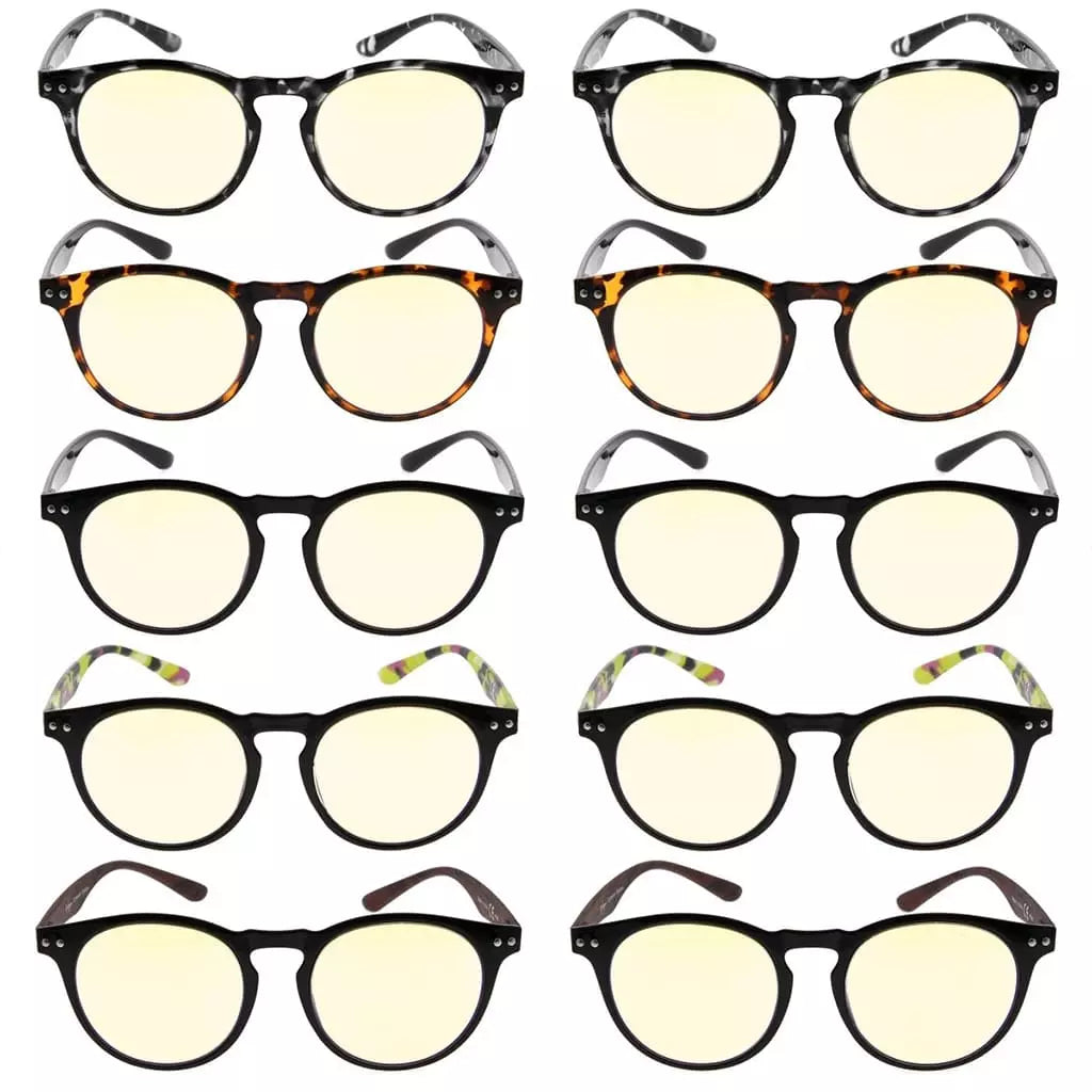 Wohai Blue Light Blocking Glasses Light Yellow Tinted 10 Pack