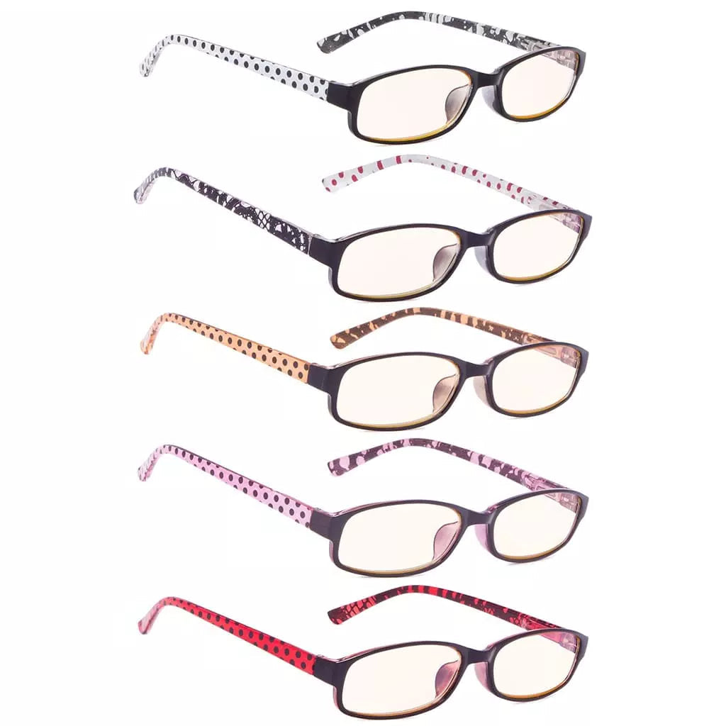 Wohbw Blue Light Blocking Reading Glasses Light Yellow Tinted 5 Pack