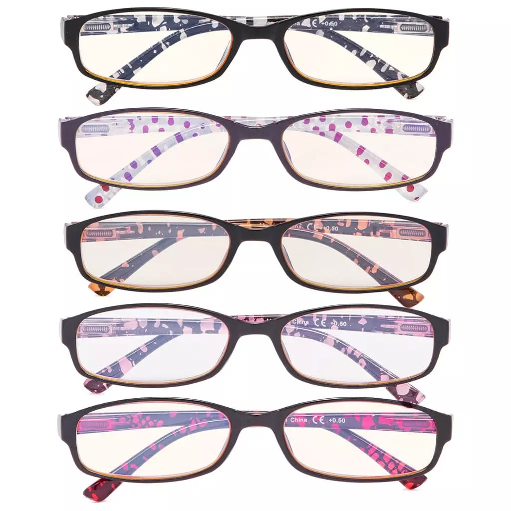 Wohbw Blue Light Blocking Reading Glasses Light Yellow Tinted 5 Pack