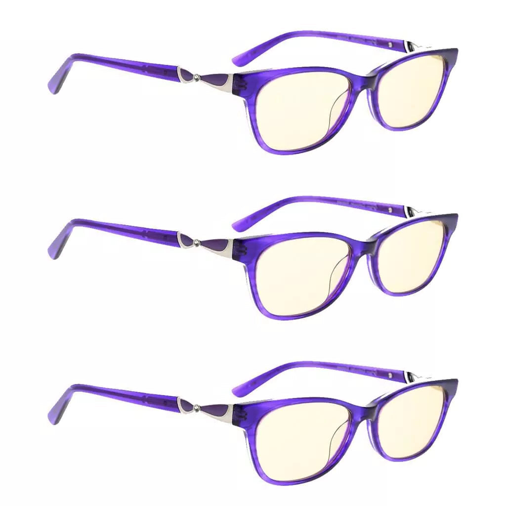 Wohbz Blue Light Blocking Glasses Light Yellow Tinted 3 Pack
